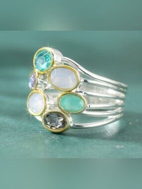 NEW! Multistone Stackable Ring with Moonstone Accents Sz 7